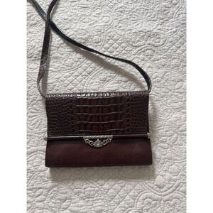 Brighton Crossbody Double Wallet on Chain, Clutch Organizer. Brown.